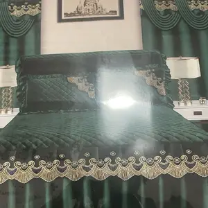 Luxury 5pcs Bedskirt Set - Pink Bedding with Decorative Trim, Includes King, and Call King Options