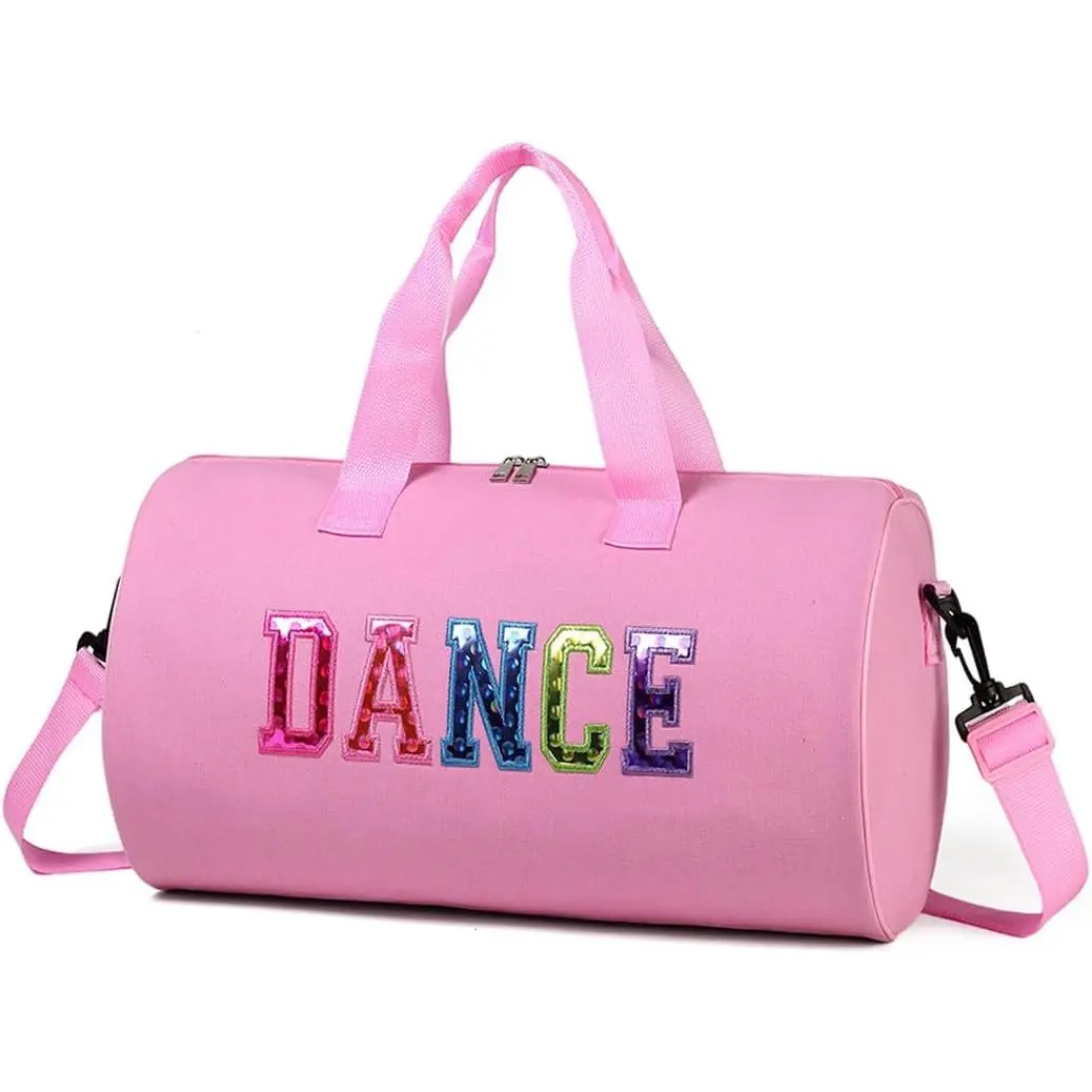 Dance Duffle Bag for Girls,   Storage Bag,Weekend Bag,Overnight Bag,Gymnastics bag 17"Lx9"Wx9"H (Pink)