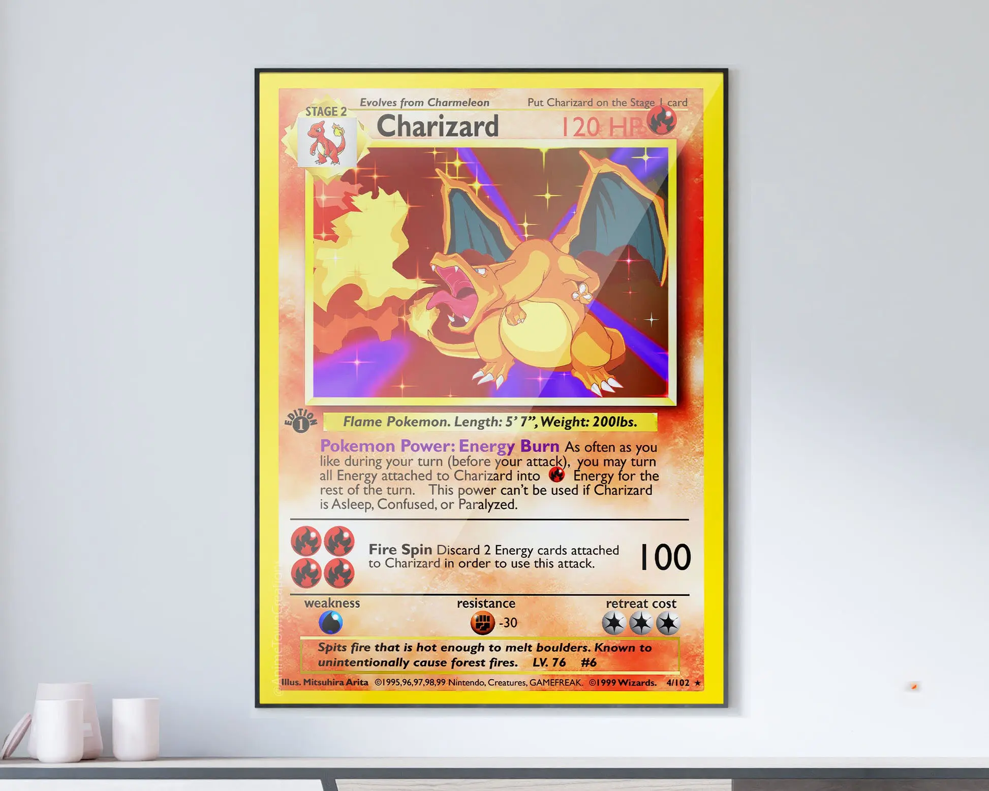 (Poster) Charizard PokemonPoster Anime Vintage Wall Art, Gift for Maang Fans