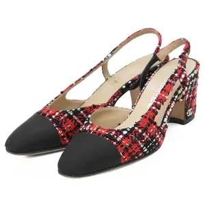 Pre-owned CHANEL Tweed Small Leather Goods Slingback Pumps
