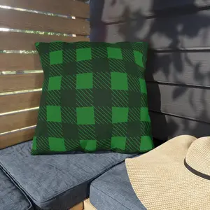 St. Patrick's day Outdoor Pillows, Green Flannel holiday patio pillow