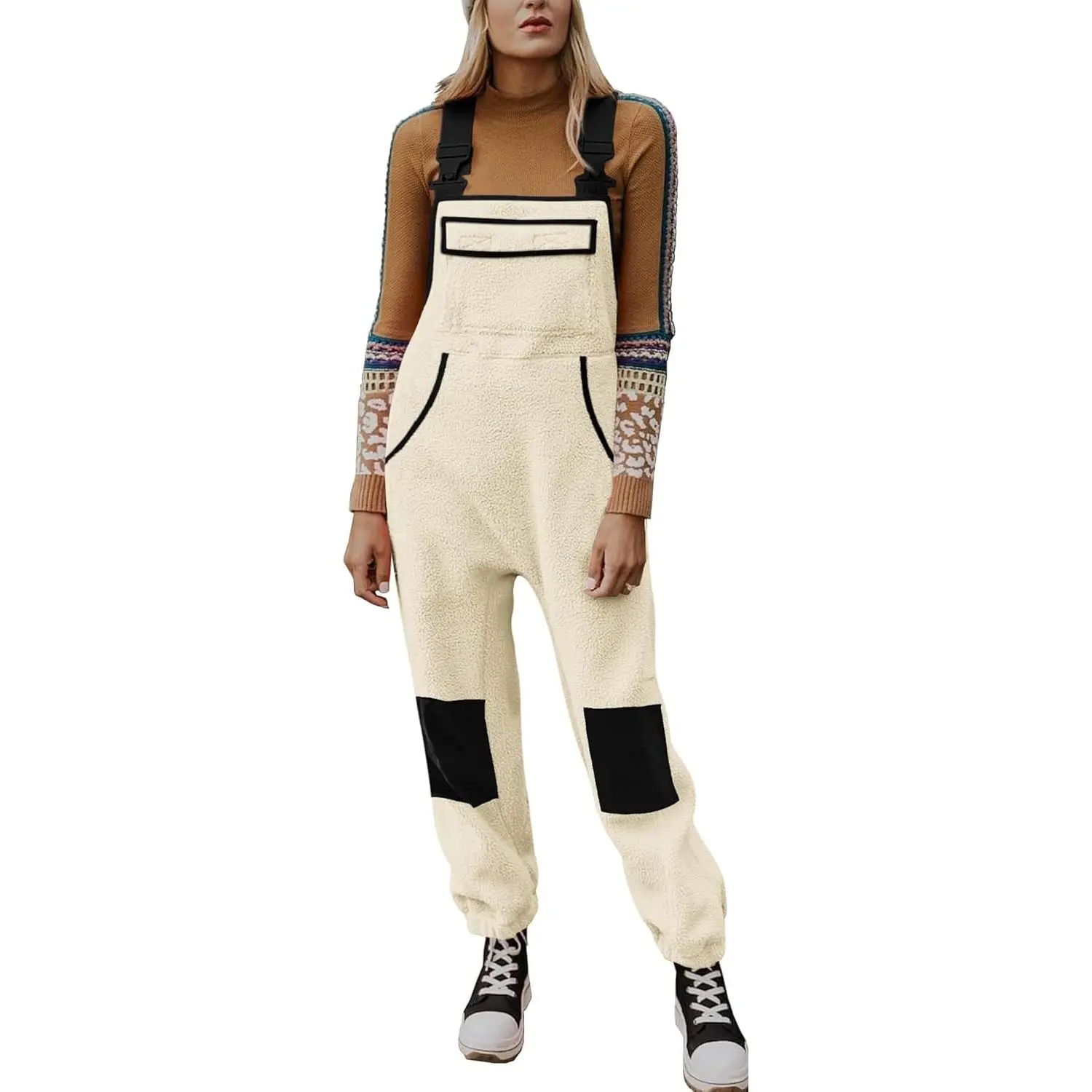 Imily Bela Women's Fleece Warm Overalls Winter Casual Jumpsuits with Pockets Ski Bibs Snow Pants S-2XL