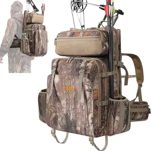 NEW VIEW Saddle Hunting Backpack for Men, Easy to Carry Saddle Platform & Tree Sticks, Waterproof Hunting Bag with Bow Holder & Multiple Accessory Pockets, Camo Design Ideal for Elk & Deer Hunt