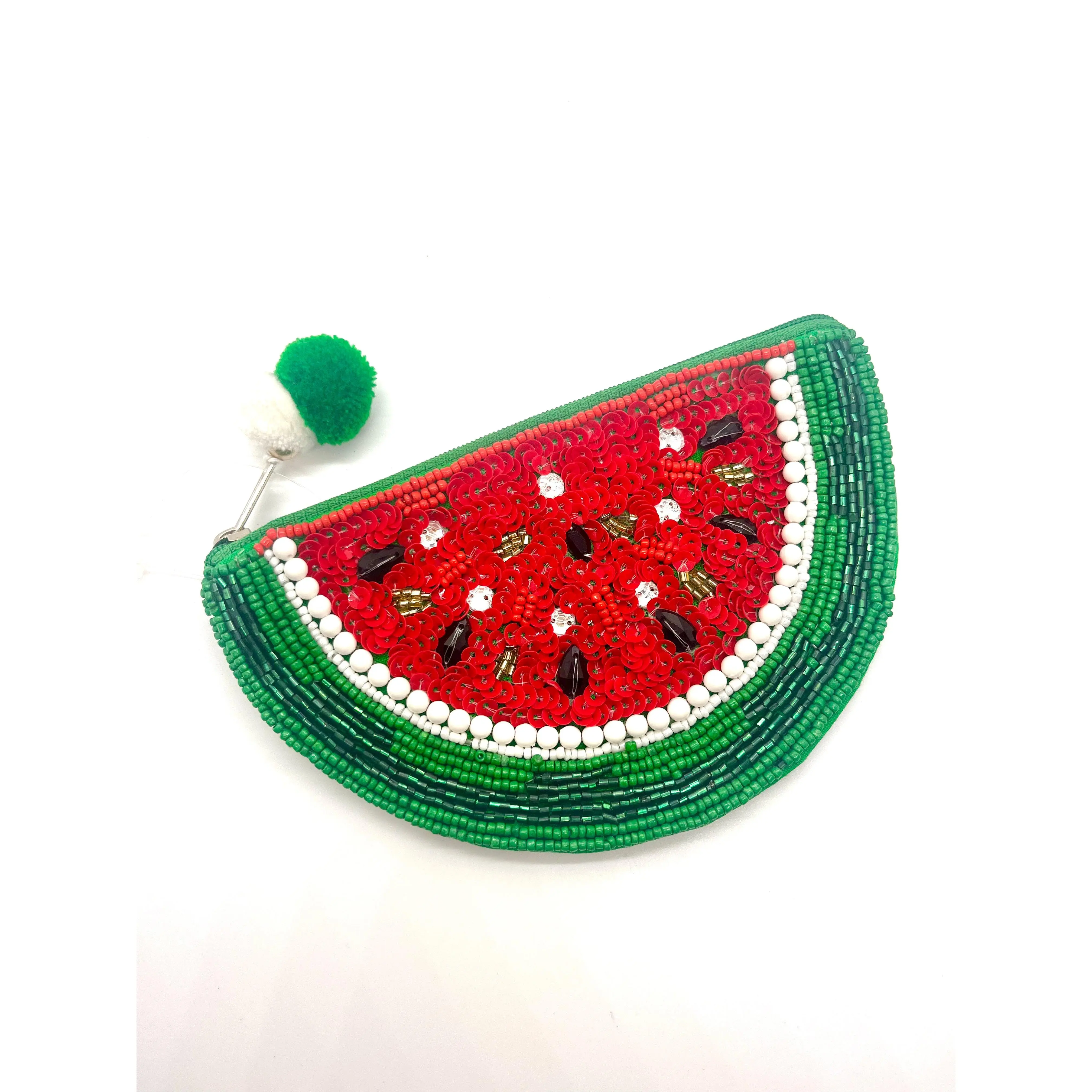 Watermelon Slice Beaded Pouch