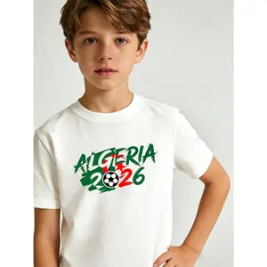 Algeria National Team Kids Tee, 2026  Print, Casual T-Shirt for Soccer Games & Viewing Parties