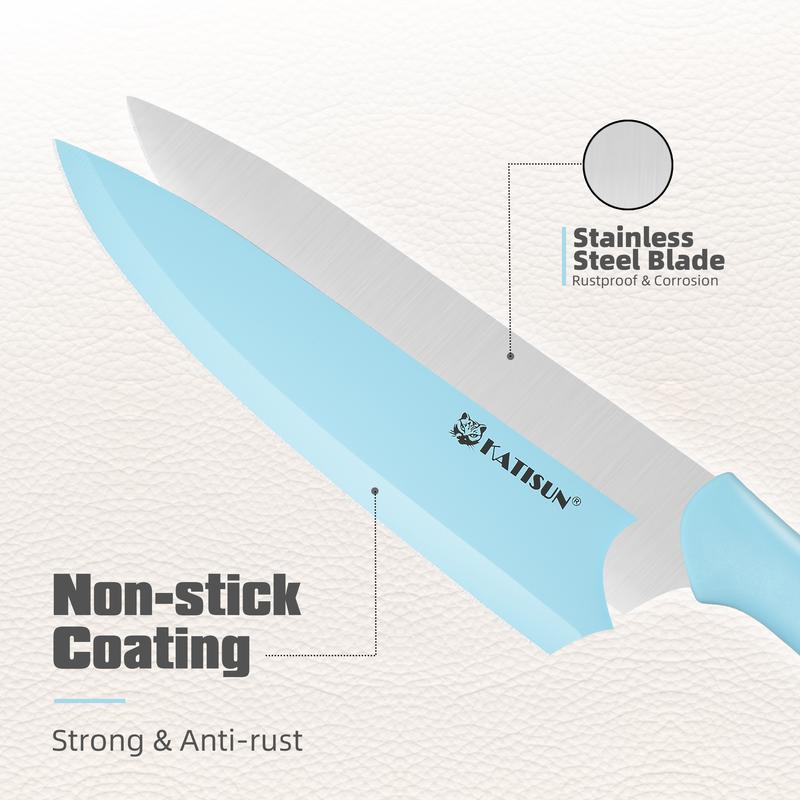 14 Pieces Blue Kitchen Knife Block Set , Anti-Rust Color Titanium Coated Carbon Steel, 12 Knives with Kitchen Shears and Block, Dishwasher Safe,TikTokShopBlackFriday