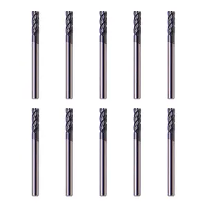 LU&MN Carbide Square End Mill - 4 Flute 1/16" 4T - 10 Piece Milling Bits Sets for Hardened Steel, Metal & More Cnc Machine Tool Accessories