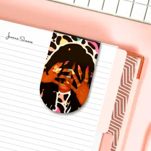 Vibez Magnetic Bookmark - Beautifully Illustrated Two-Sided Design for Books Notebooks Planners Journals 2" Tall Folded Size Cardstock Paper Laminated One Side