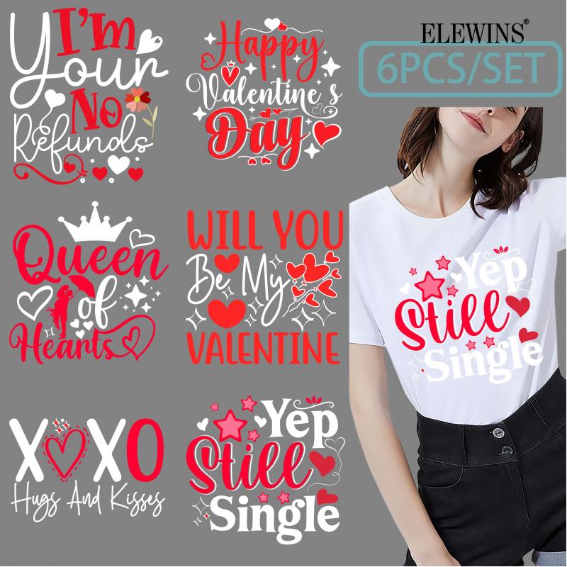 Valentine's Day 6 Sheets Gold Foil DTF Transfer Film Heat Transfer Sticker for Tshirt Hoodie Jeans Backpack Pillow Machine Washable DIY Craft Gift for Men Women