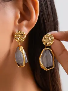 Irregular Stone Decor Dangle Earrings, Fashion Jewelry for Party, Daily Clothing Decor, Trendy All-match & Exquisite Jewelry for Birthday Gift, Dangle Hoop Earrings, High Quality Earrings