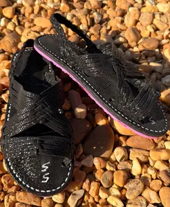 Women’s Huaraches Synthetic Leather Stingray-Style Spider Design Pink Sole