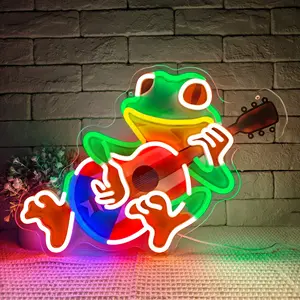 Trending Coqui Frog Neon Sign, Boricua Pride LED Wall Decor, Aesthetic Tropical Night Light for Home Bedroom Living Room, Perfect Puerto Rico Souvenir Gift, Man Cave & Party Decor