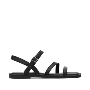 Kira Black Leather Strappy Sandal