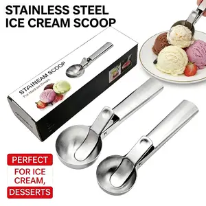 Premium Stainless Steel Dual-Use Ice Cream Spoon Scoop Baller, Multi-Functional Ice Cream Fruit Spoon, High-Quality Kitchen Utensil