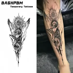 BAGHPBM Pre-Packaged Temporary Tattoos, 4-Piece Large-Area Herbal-Based Set - Nontoxic, Realistic Do-It-Yourself Semi-Permanent Stickers for All Skin Types, Arms, Thighs
