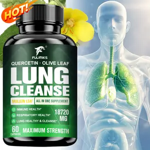 Maximum Strength Lung Cleanse Capsules with Quercetin & Olive Leaf – 12,000mg Mullen Leaf Equivalent, Bromelain, N-Acetyl Cysteine, Turmeric & Reishi for Immune & Respiratory Support*