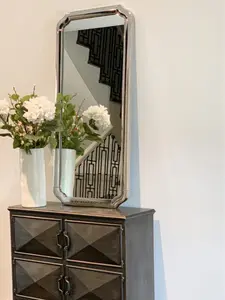 Marcel Ardani Elegant Stainless Steel Mirror – Silver Frame, 47x25.5 Inches