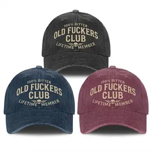 Old F*ckers Club Hat, Printed design Funny Bitter Old Man Baseball Cap, Vintage Washed Cotton Adjustable Dad Hat, Sarcastic Gag Gifts for Grandpa Dad Funny Gag Gift Old Man Distressed Baseball Cap Sarcastic Humor Hat
