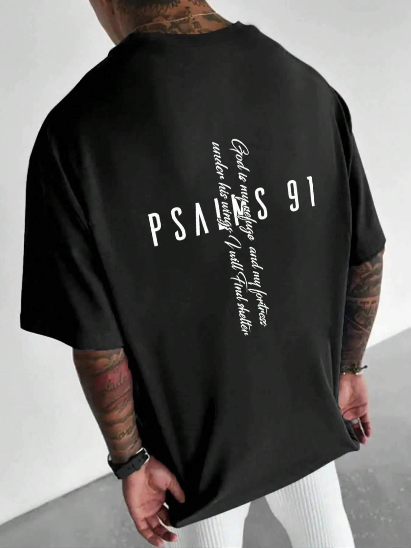 Men's Letter Print Drop Shoulder Tee, Regular Fit Casual Short Sleeve Round Neck T-Shirt for Summer, Men's Top for Daily Wear