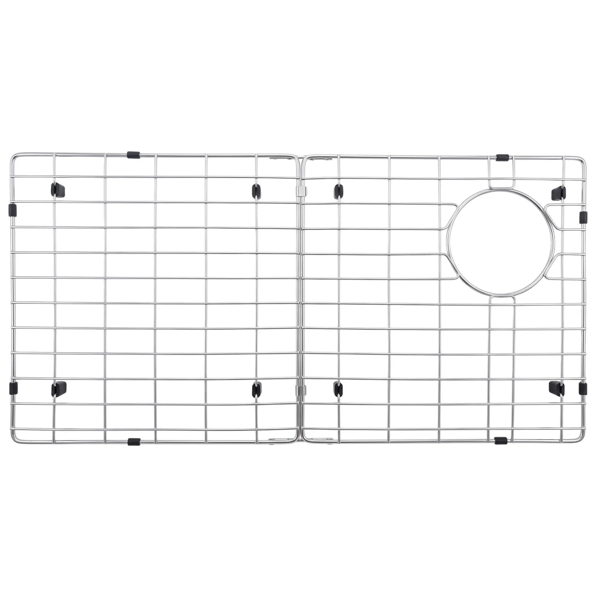 Gaomon Foldable Stainless Steel Kitchen Sink Rack, 28.25in x 14.25in Anti-Slip Grid with Offset Drain Hole, Kitchen Sink Bottom Protector