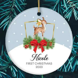 Reindeer Baby's First Christmas Personalized Ornament