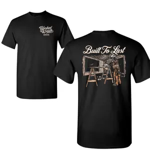 Built To Last T-Shirt, Carpentry Workshop Graphic, Woodworking Scene, 2 Sides, Soft Cotton Blend Shirt, Skilled Trades Gift for Men & Women