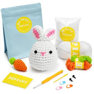 Zepiany Crochet Kits for Beginners - All-in-One Stuffed Animal Knitting Sets - Step-by-Step Video Tutorials DIY, Rabbit&Carrot Crochet Kits