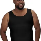 QORE LOGIQ - Men's Compression Tank Top | Plain Form-Fit Extended Scoop Neck Sleeveless Undershirt for Tall Guys, Office Clothes, Seamless Under Tees with Tummy Control & Sweatwicking Cool Support, Size M, Tank Tops
