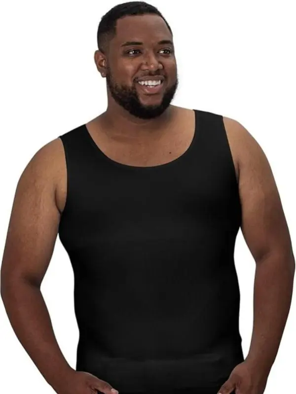 QORE LOGIQ Men's Plain Compression Sleeveless Undershirt - Tagless, Slimming Shaping Top for Tall Guys (6ft+) Menswear