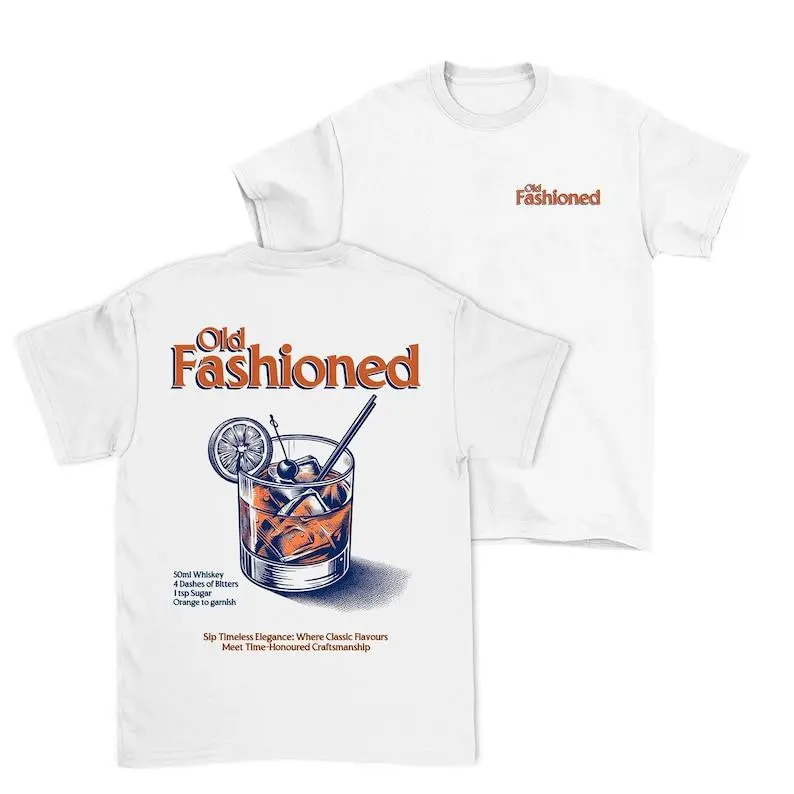 [2-Sided] Classic Old Fashioned Cocktail Graphic Tee | Vintage Whiskey Bartender Shirt | Unisex Gift