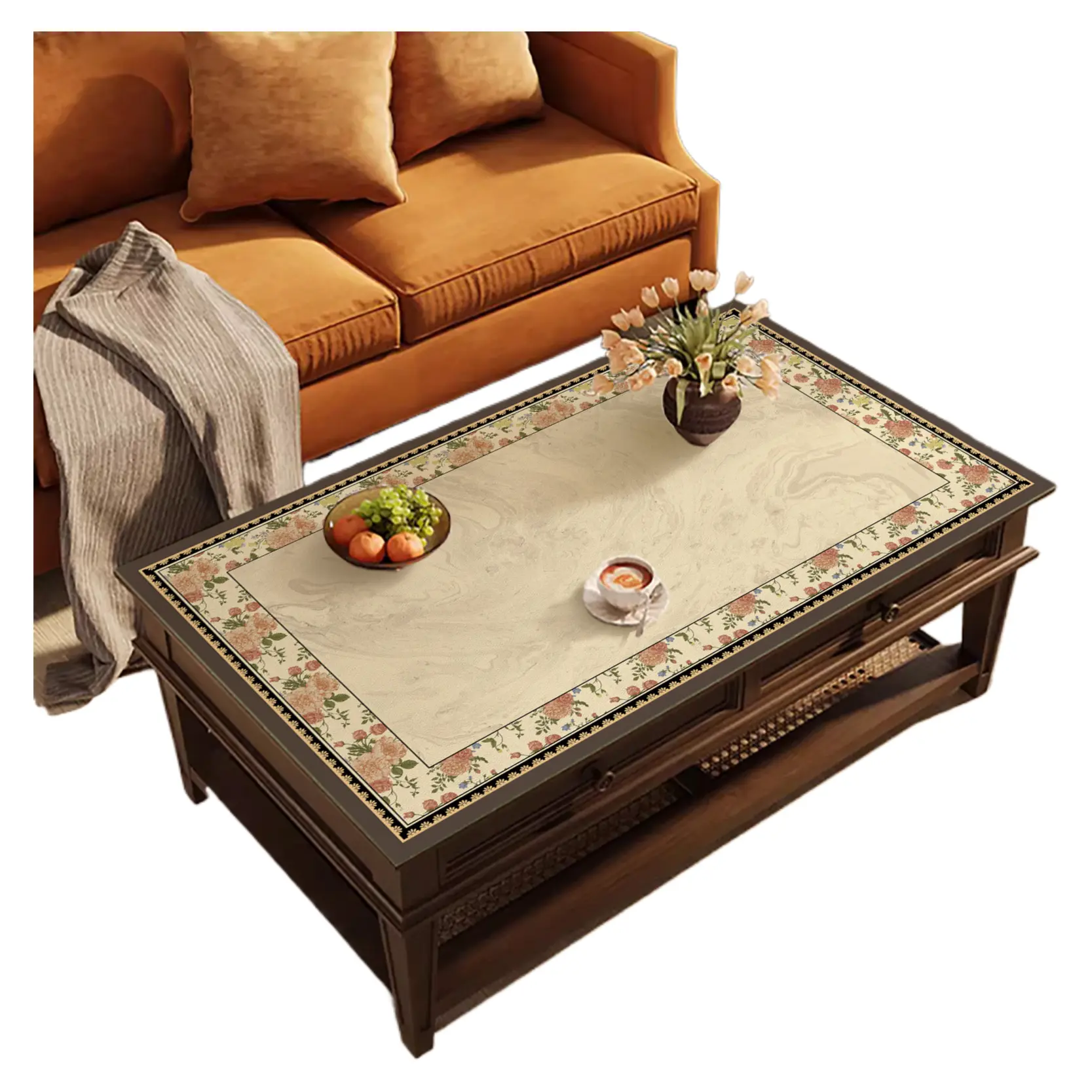 American Retro Living Room Coffee Table Double Sided Table Mat Dining Table Protector Waterproof Oil Proof High End Light Luxury Leather