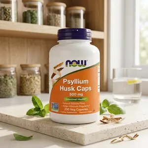 NOW Foods Supplements, Psyllium Husk Caps 500 mg, Non-GMO Project Verified, Natural Soluble Fiber, Intestinal Health*, 200 Veg Capsules