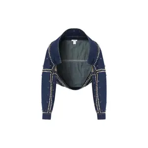 Denim Studded Bolero Jacket