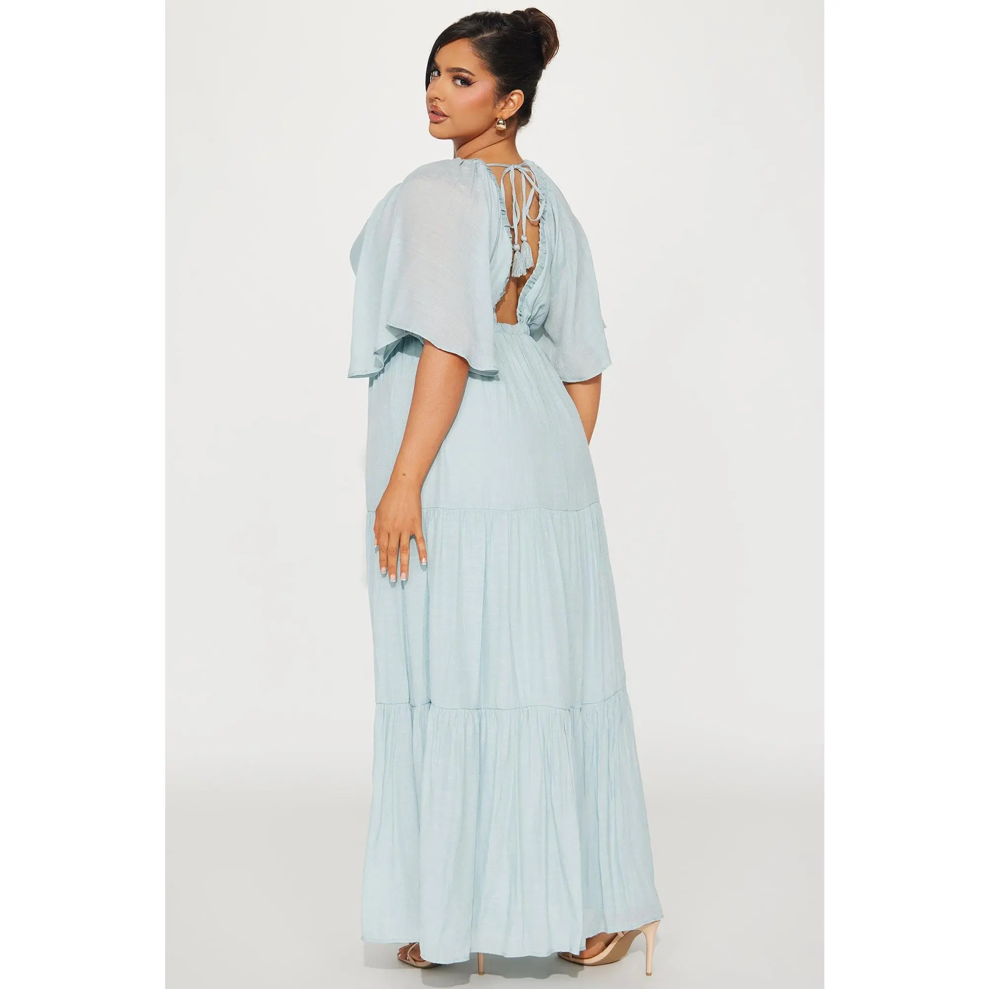 elena ruffle maxi dress Elena Ruffle Maxi Dress - Light Blue