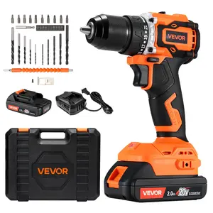 VEVOR Cordless Drill Driver, 1/2 inch Metal Chuck, Brushless Motor, Dual-Speed Variable, Drill Driver Kit with Lithium Battery and Charger, Tool Box, for Wood and Metal Drilling, Screw Driving