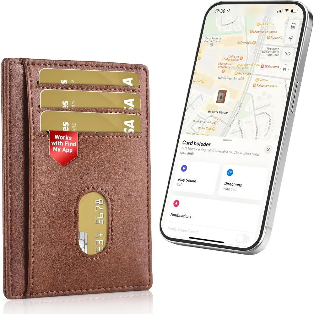 Auskang Men's Wallet with Smart Tracker Works for Find My App, Credit Card Holder Leather Slim Minimalist RFID Blocking Smart Wallet for Men Brown pink multifunctional travel passport - TikTok Shop Auskang Men's Wallet with Smart Tracker Works for Find My App, Credit Card Holder Leather Slim Minimalist RFID Blocking Smart Wallet for Men Brown pink multifunctional travel passport - TikTok Shop