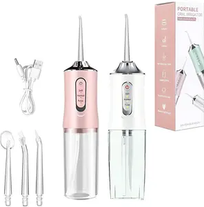 Water flosser, electric water flosser, electric oral irrigator, portable rechargeable oral irrigator, comes with 4 multi-purpose nozzles, suitable for home and travel, personal oral care device, oral hygiene kit, dental water flosser