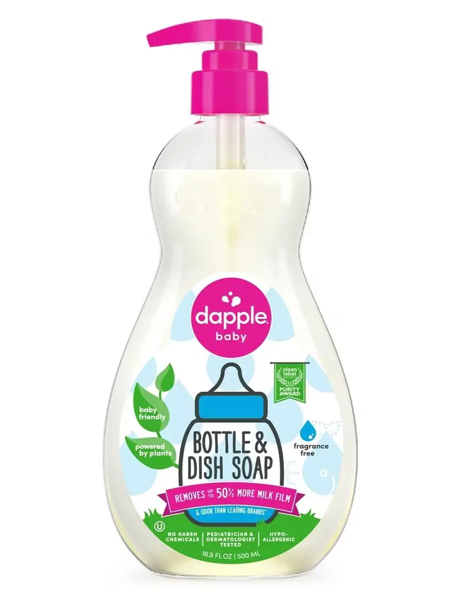 Dapple® Baby Bottle & Dish Liquid Soap, Fragrance Free - 16.9 Fl. Oz (500 Ml) Dapple Baby