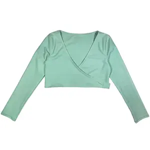 Girls Long Sleeve Swim Wrap Top - "Mint"