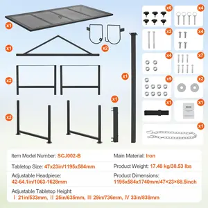 Summervibes VEVOR Goat Sheep Stand, 47x23 inch Livestock Stand, Metal Livestock Milking and Shearing Stand 21 to 33 Adjustable Height, with Headpiece and Nose Loop, 500lbs Loading Weight, Black