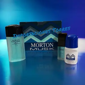 Morton Musk Set of 3 Cologne Spray for Men By Marlen Lamur - Perfume 110ml, Roll On 90ml & Travel Size 30ml Cologne