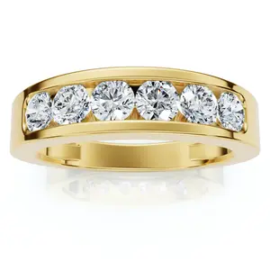 1Ct Diamond Channel Set Wedding Band Mens Ring 14k Yellow Gold Lab Grown