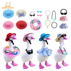 16Pcs  Summer Holiday Outfit Set For 7Inch Desk Goose, Mix & Match Beach Style Clothes & Accessories, DIY Cute Dress Up Kit for Desktop Goose Magnetic Key Holder
