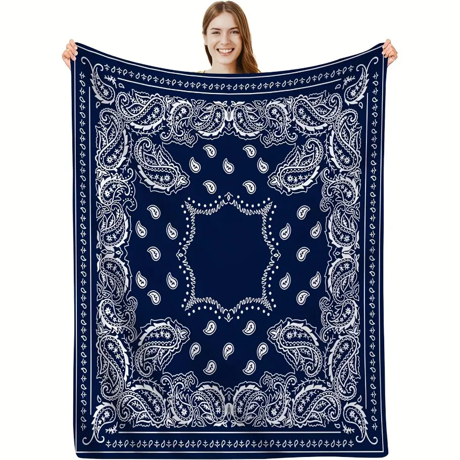 Dark Blue Flannel Cozy Blanket Throw - Soft Warming Stylish Couch Cover, 1pc Bedding Accessory for Daily Leisure & Lazy Downtime