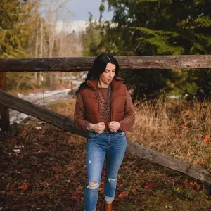 Chocolate Cropped Puffer Vest