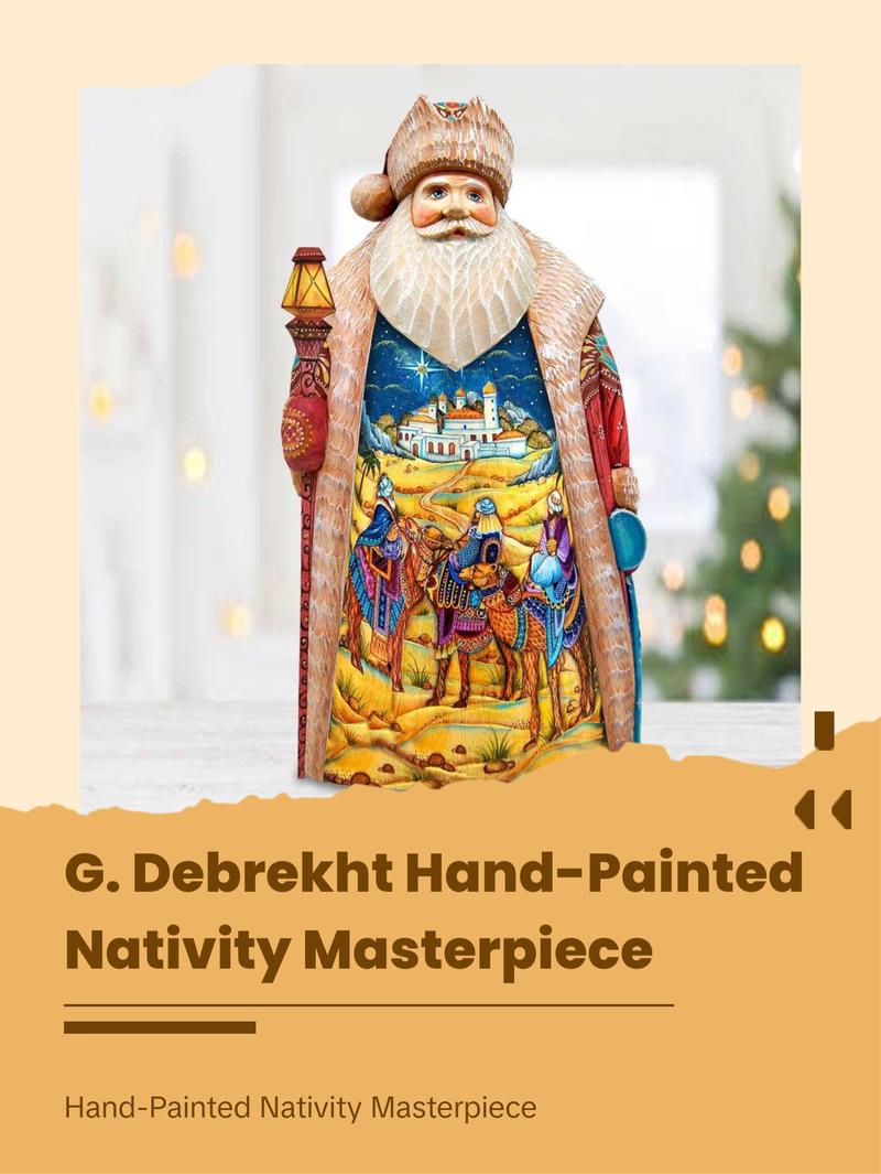 Three Kings Santa Hand-Painted WOODCARVED Masterpiece by G. DeBrekht - Nativity Holiday Decor - 210223SE