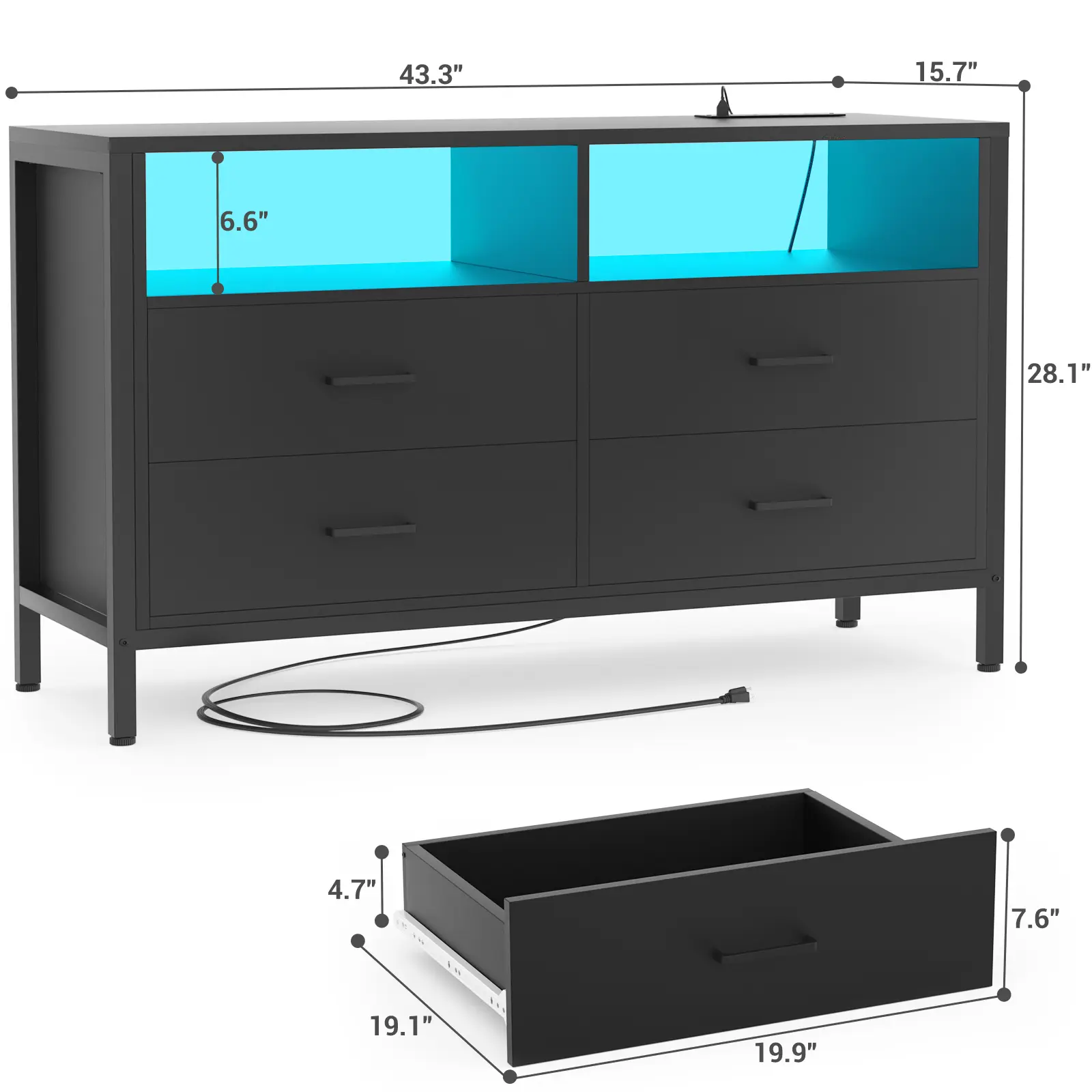 Black-4 Drawers