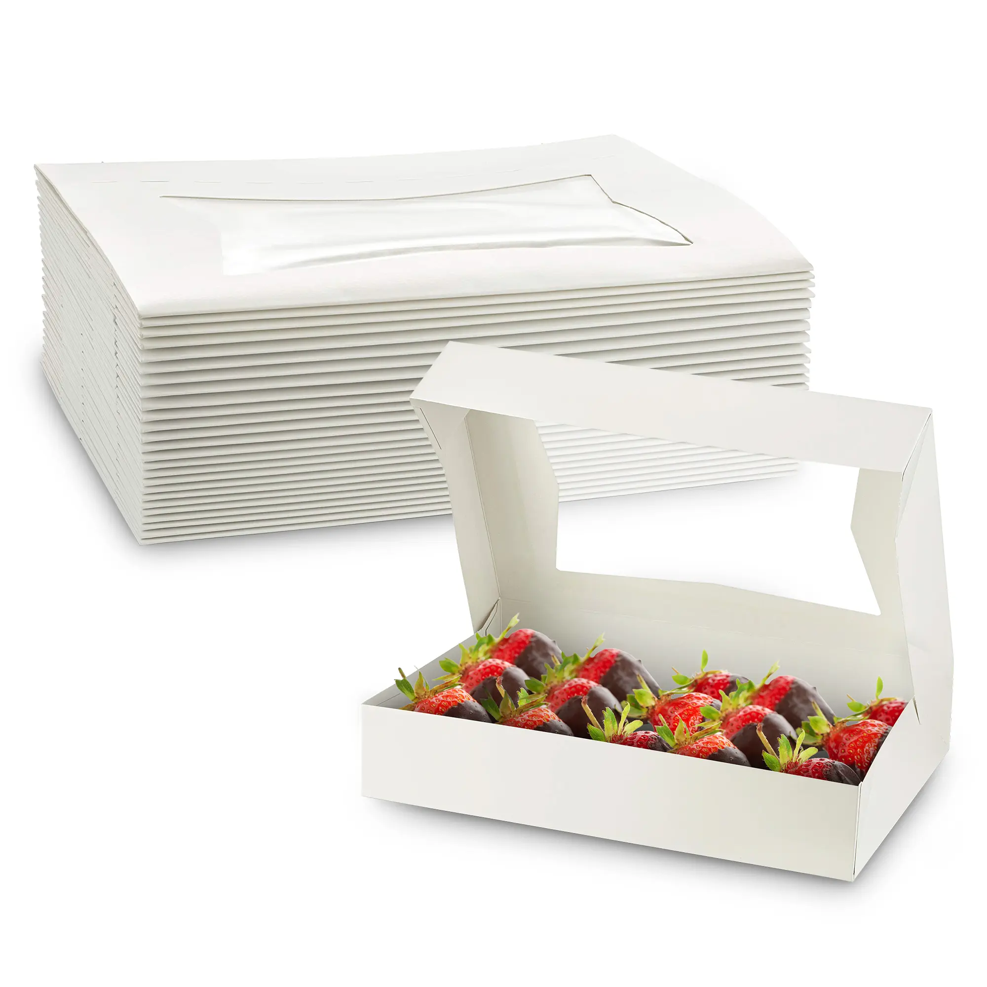 Title: MT Products White Treat Boxes with Window | 12" x 8" x 2.25" Bakery Boxes for Donuts, Cookies, Pastries & Cakes