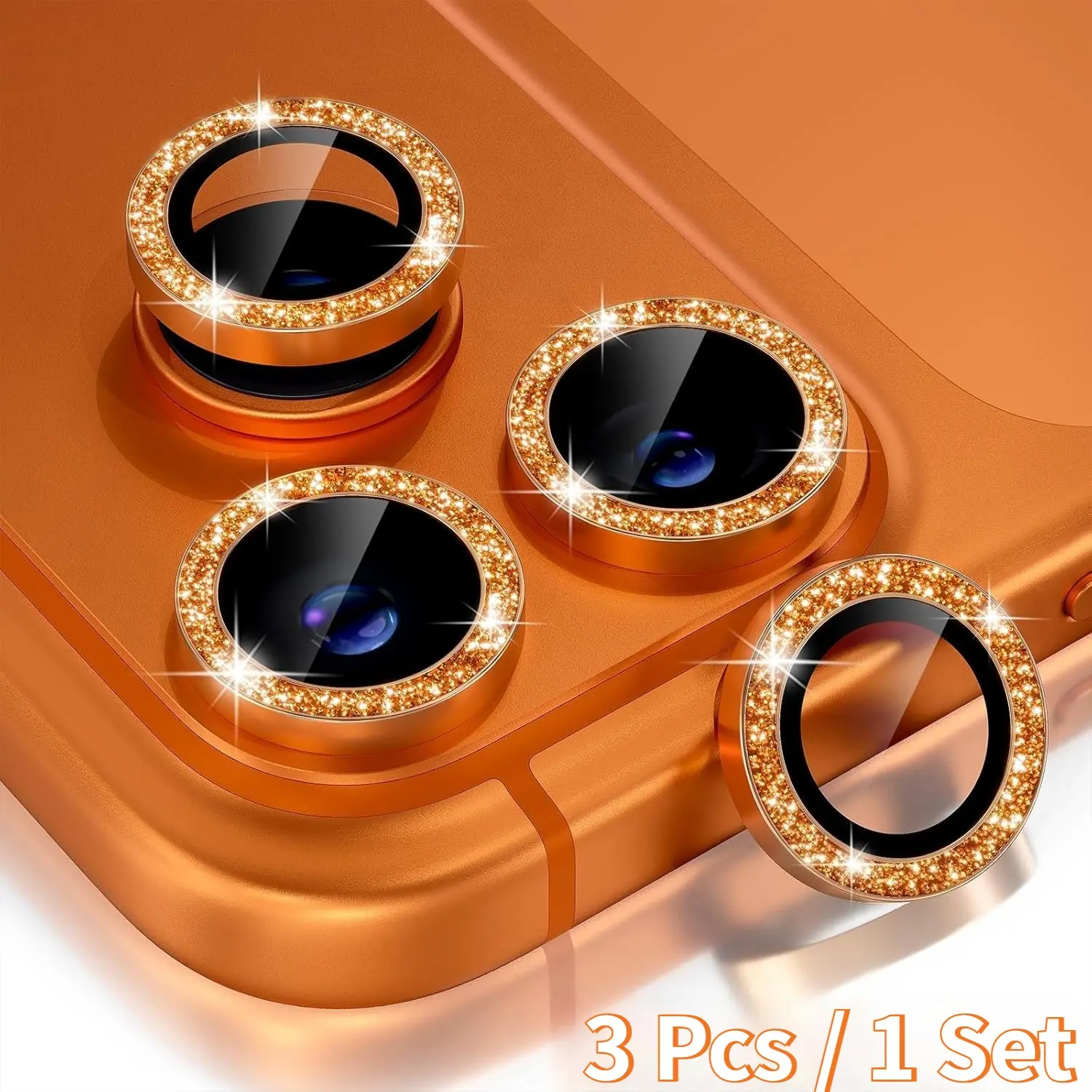 Camera Lens Protector Set Compatible Fit for iPhone 17 Pro & 17 Pro Max, Stylish Bling Camera Cover with Protective 9h Tempered Glass Screen Protector & Metal Ring Decoration, Mobile Phone Accessory, Protection