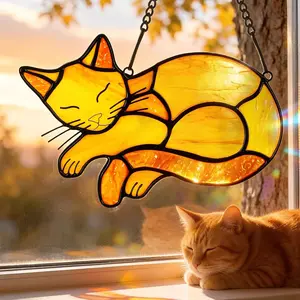Memorial Gifts for Loss of Cat Handmade Stained Glass Suncatchers for Window Hanging Pet Loss Sympathy Gift Stained Glass Suncatcher Decor